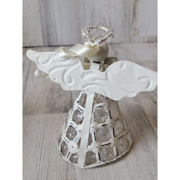 Metal white angel wing beaded ornament Xmas - Picture 7 of 10